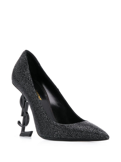 Opyum décolleté in black glitter calfskin
