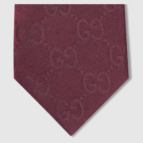 Cravatta in cotone e seta GG bordeaux