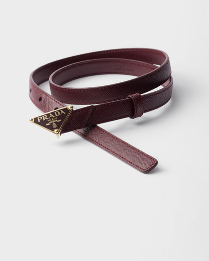 Women's burgundy Saffiano leather belt