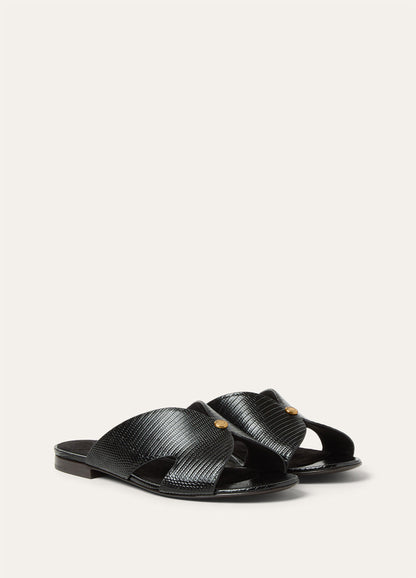 Black Lizard Genuine Leather Sandals