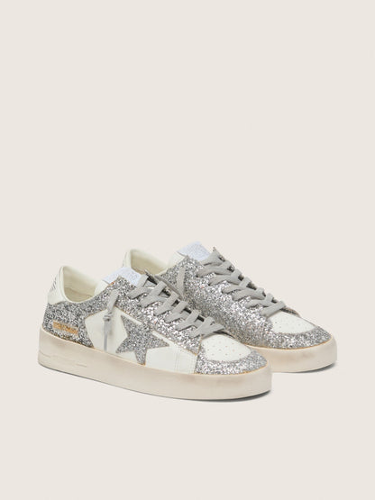 White leather and glitter