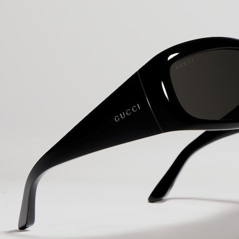 Men's black rectangular sunglasses