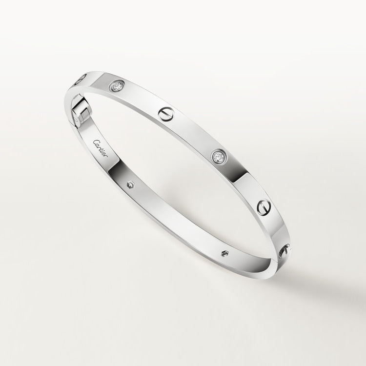 LOVE bracelet, medium model, 4 diamonds, silver