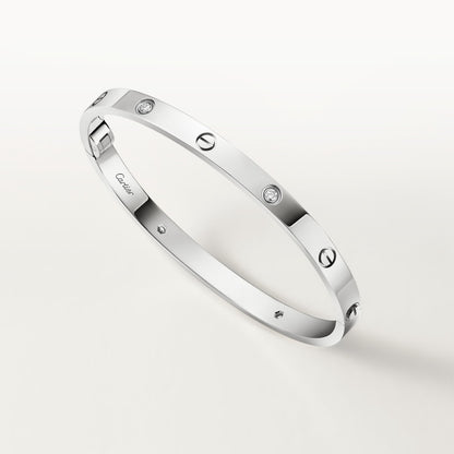 LOVE bracelet, medium model, 4 diamonds, silver