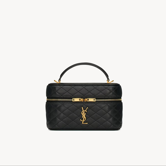 GABY VANITY Mittelgroße Tasche aus schwarzem Leder