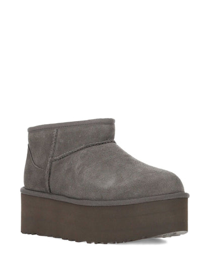 Stivaletti platform in suede 51mm grigio antracite