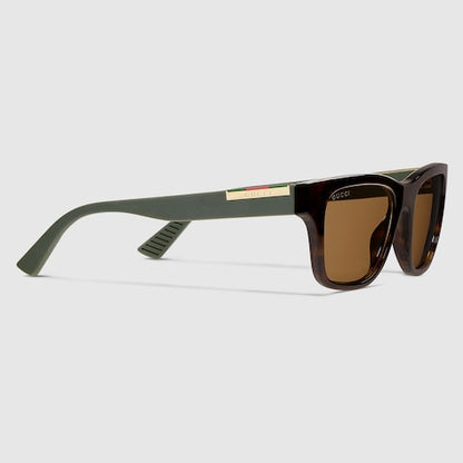 Men's square sunglasses with brown lenses