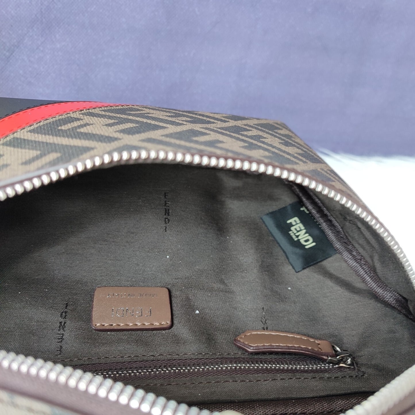 Marsupio multicolore in tela rivestita Zucca e pelle con motivo FF