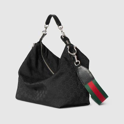 Brera medium shoulder bag in black fabric