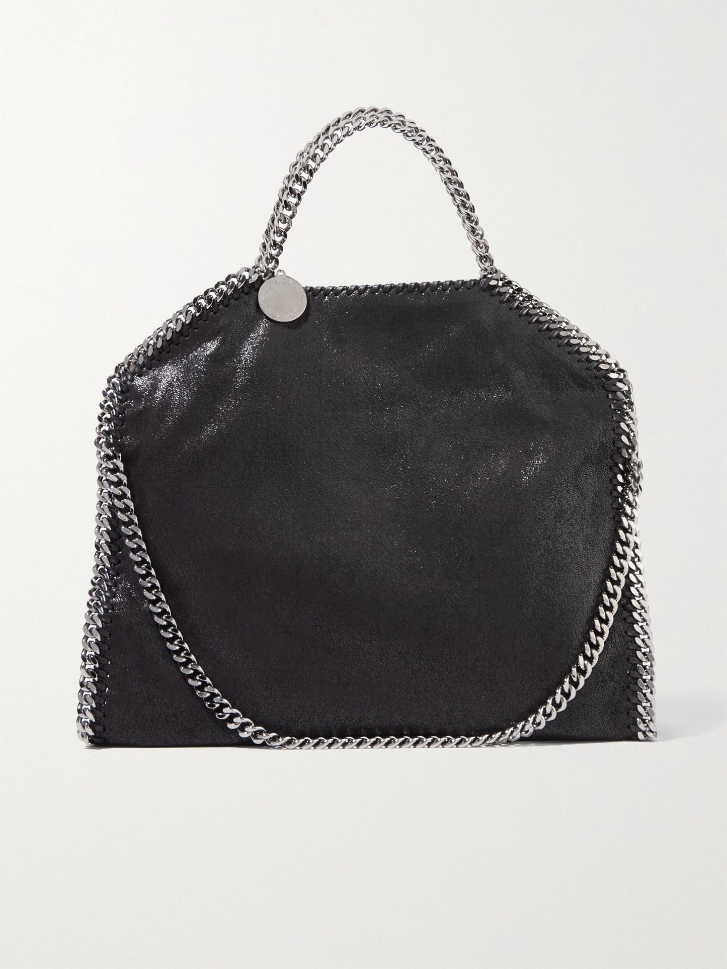 Black brushed-effect faux leather medium Falabella shoulder bag