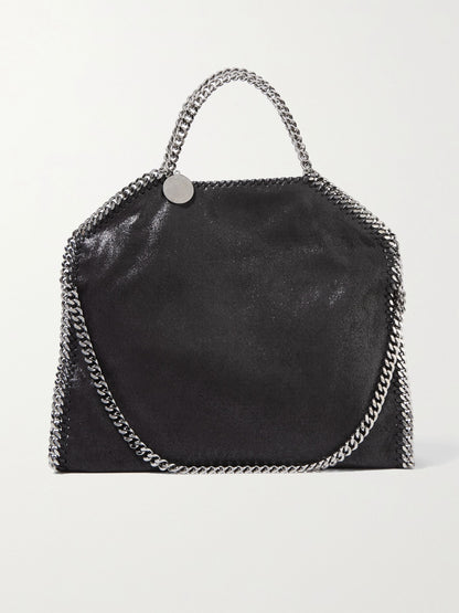 Black brushed-effect faux leather medium Falabella shoulder bag