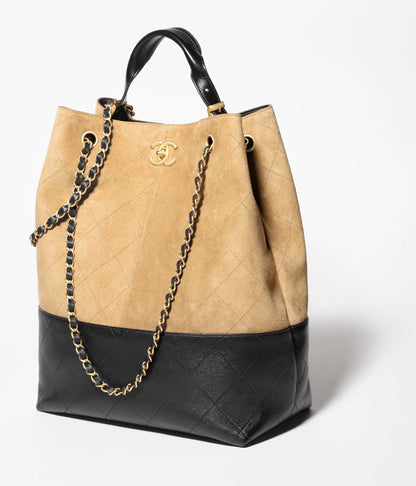 Borsa shopping Beige & nero