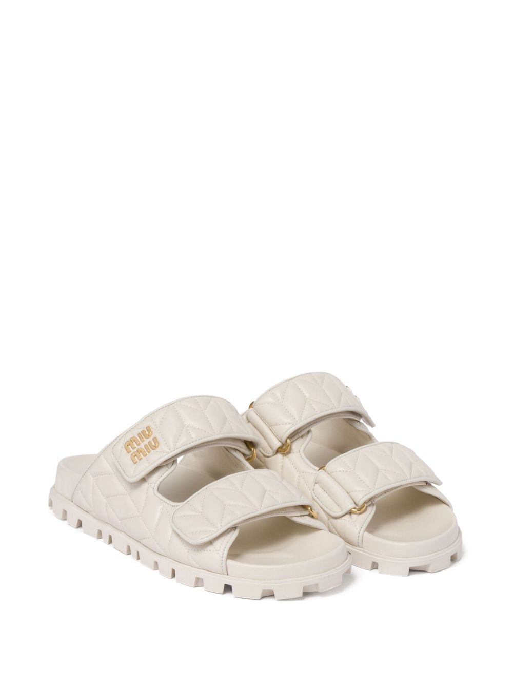 White nappa leather padded slippers