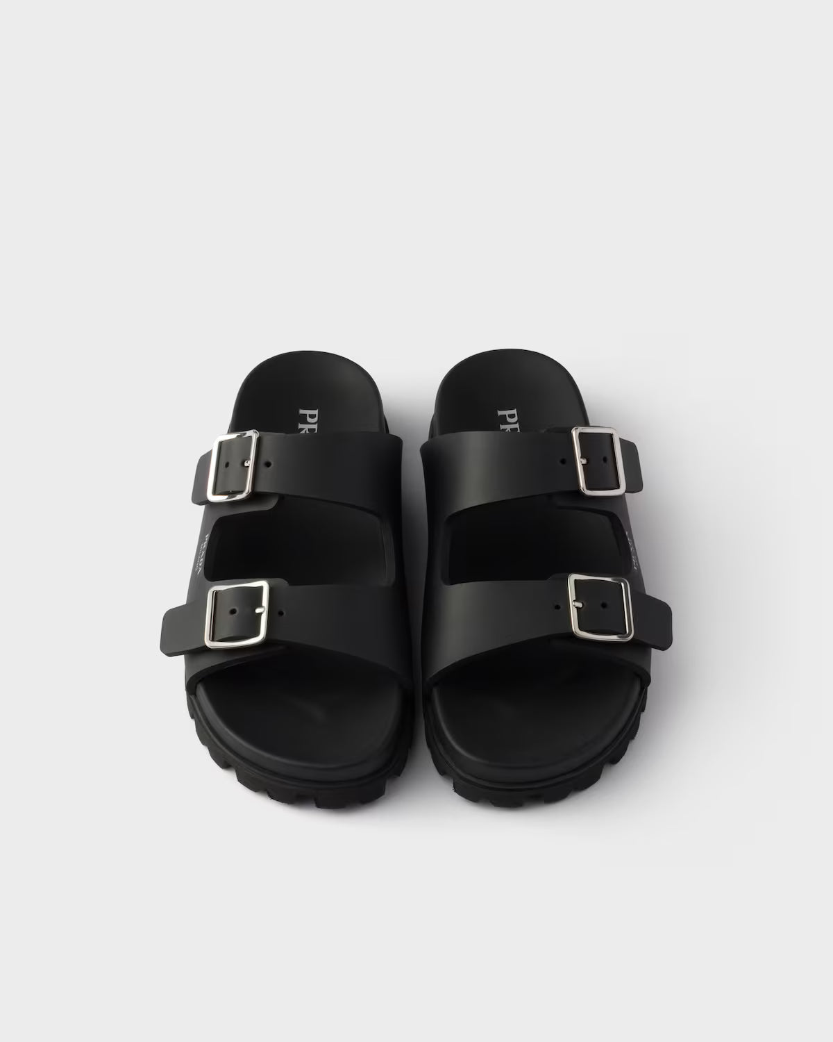 Black rubber slider sandals