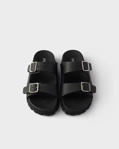 Black rubber slider sandals