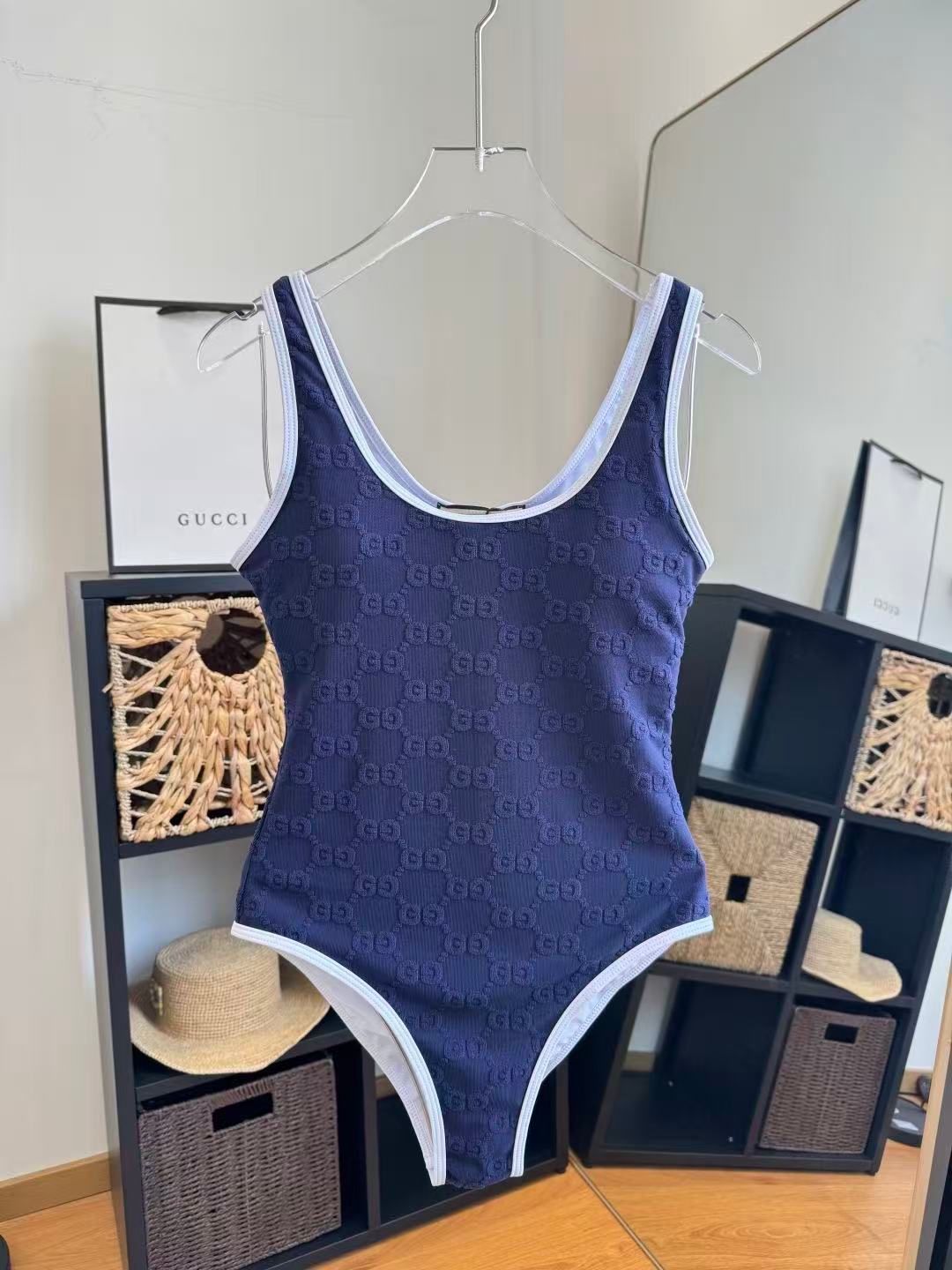 Costume Intero Monogram GG Texture Blu