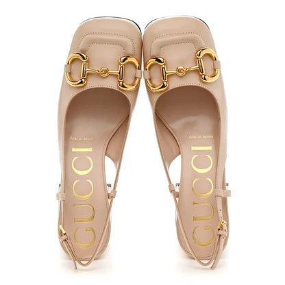 Sandali con tacco in pelle beige