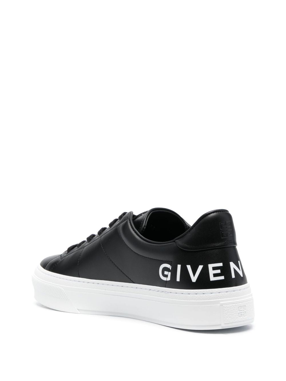 Ledersneaker mit schwarzem Logodruck