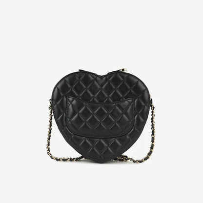 Borsa Large Heart - Pelle di agnello nera