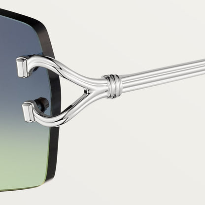 Men's classic sunglasses with C pattern and blue and green gradient lenses