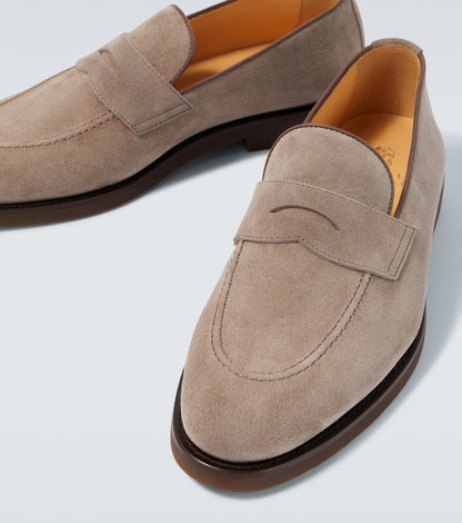 Grey Suede Penny Loafers