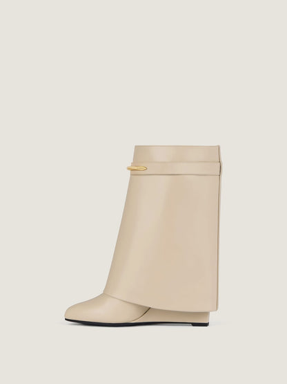 Beige leather Shark ankle boots