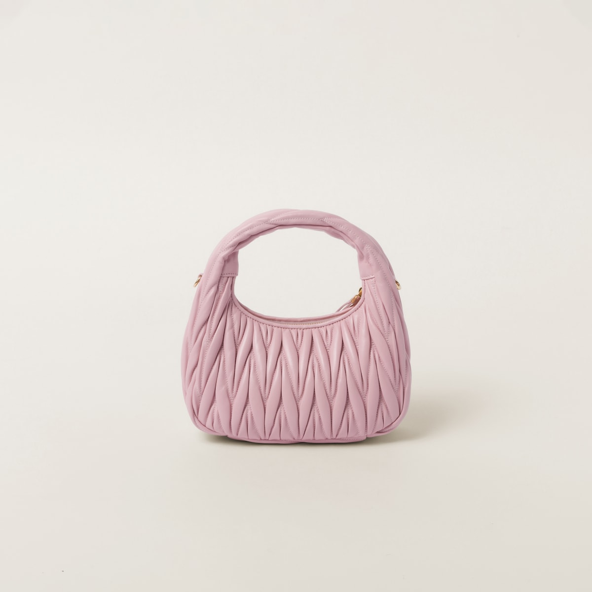 Small Wander hobo bag in pink matelassé nappa leather