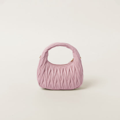 Small Wander hobo bag in pink matelassé nappa leather