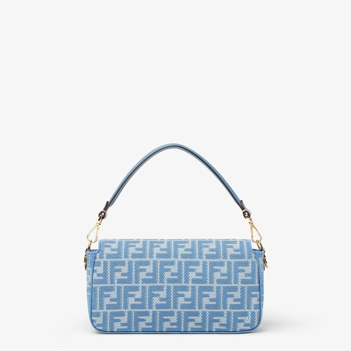 Medium blue denim-effect FF jacquard bag
