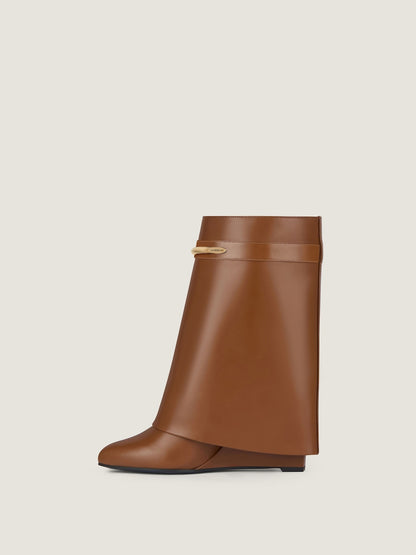 Brown leather Shark ankle boots