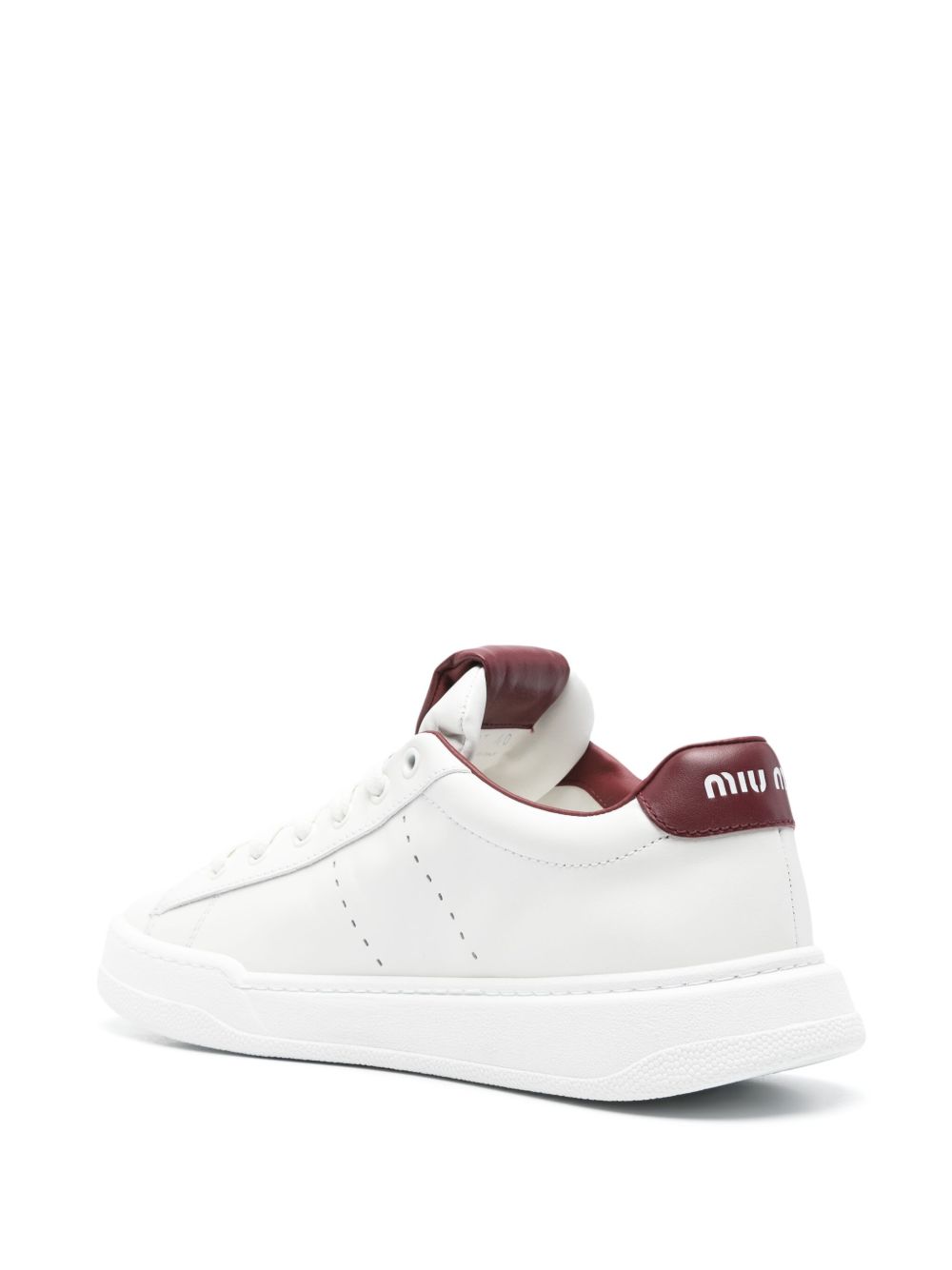 White/burgundy leather sneakers