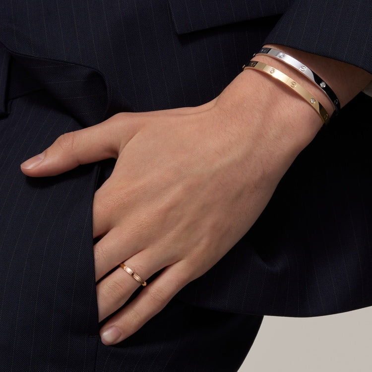 LOVE bracelet, medium model, 4 diamonds, silver
