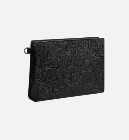Black Gravity Leather A5 Triangular Clutch Bag