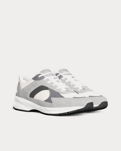 CR-03 Runner sneakers basse grigie in mesh pelle scamosciata e pelle di vitello