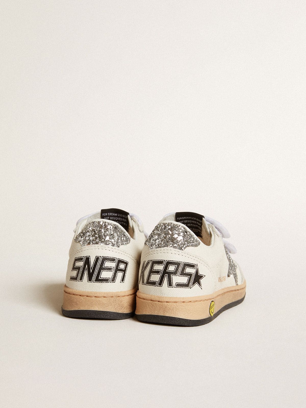 Young in nappa con stella e talloncino in glitter argento
