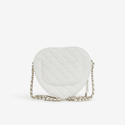 Borsa Heart grande - Pelle di agnello bianca