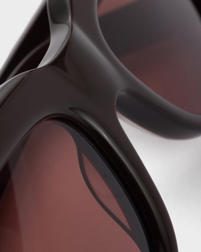Black rectangular acetate sunglasses with Cigar Lenses