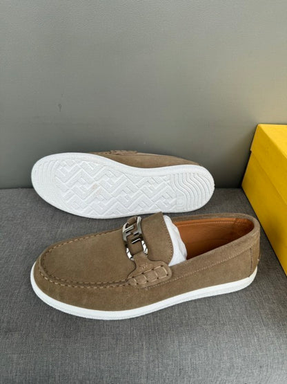 Dark beige suede loafers