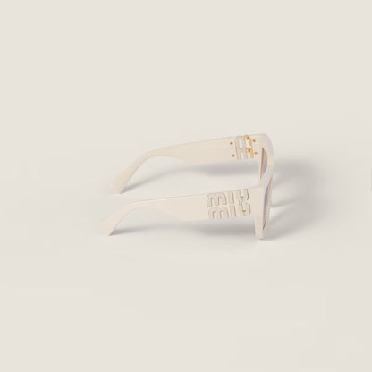 Miu Glimpse Sunglasses Milky white frame Silver gradient coffee lenses