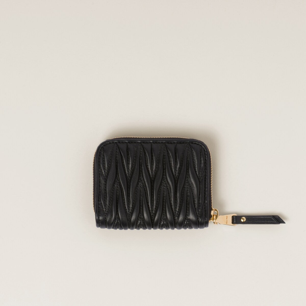 Black matelassé nappa leather coin purse