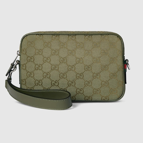 Borsa a tracolla in tessuto GG Supreme verde bosco misura piccola