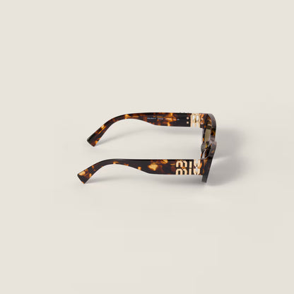 Miu Glimpse low-shape honey tortoiseshell sunglasses with Loden Green lenses
