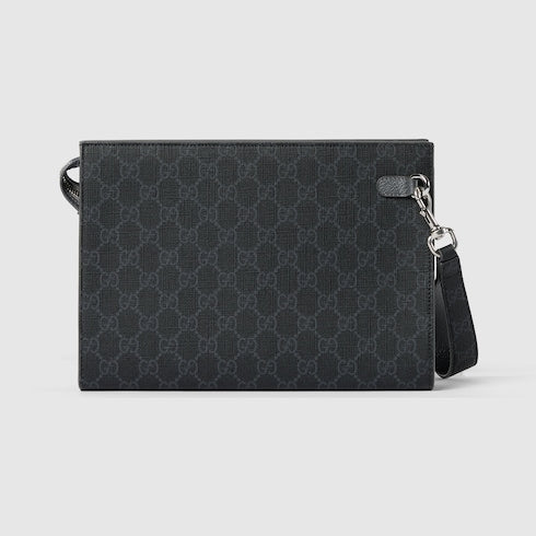 Small two-tone pouch in black GG Supreme fabric