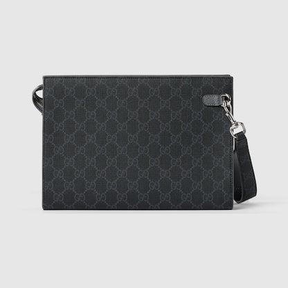 Small two-tone pouch in black GG Supreme fabric