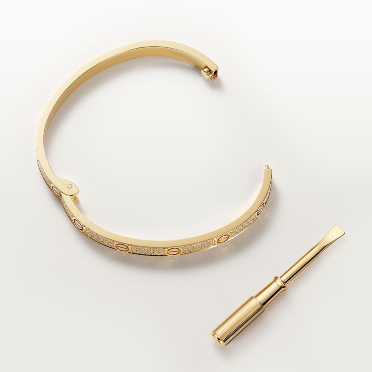 LOVE bracelet, medium model, pavé, gold finish