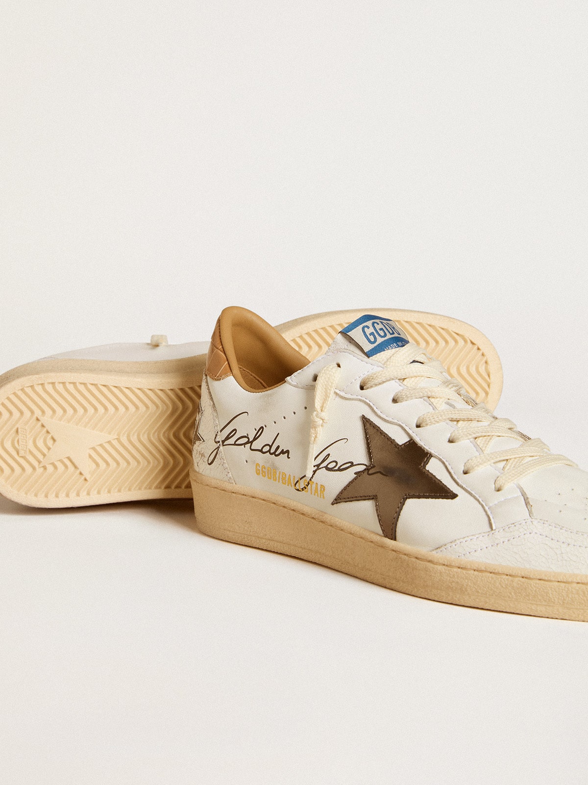 Nappa con stella laminata e talloncino in pelle cocco