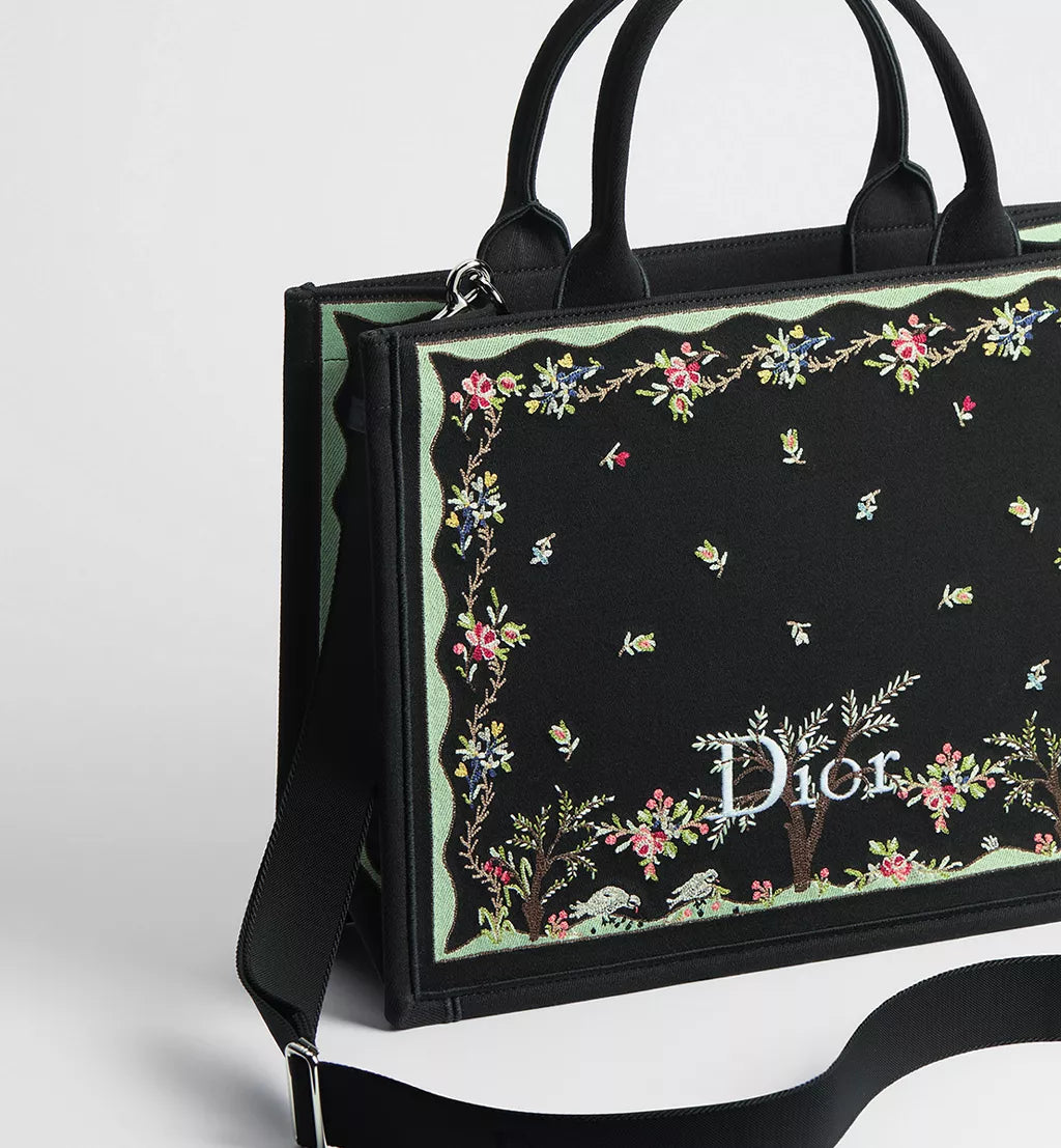 Borsa Dioramour Medium Dior Book Tote con tracolla nera