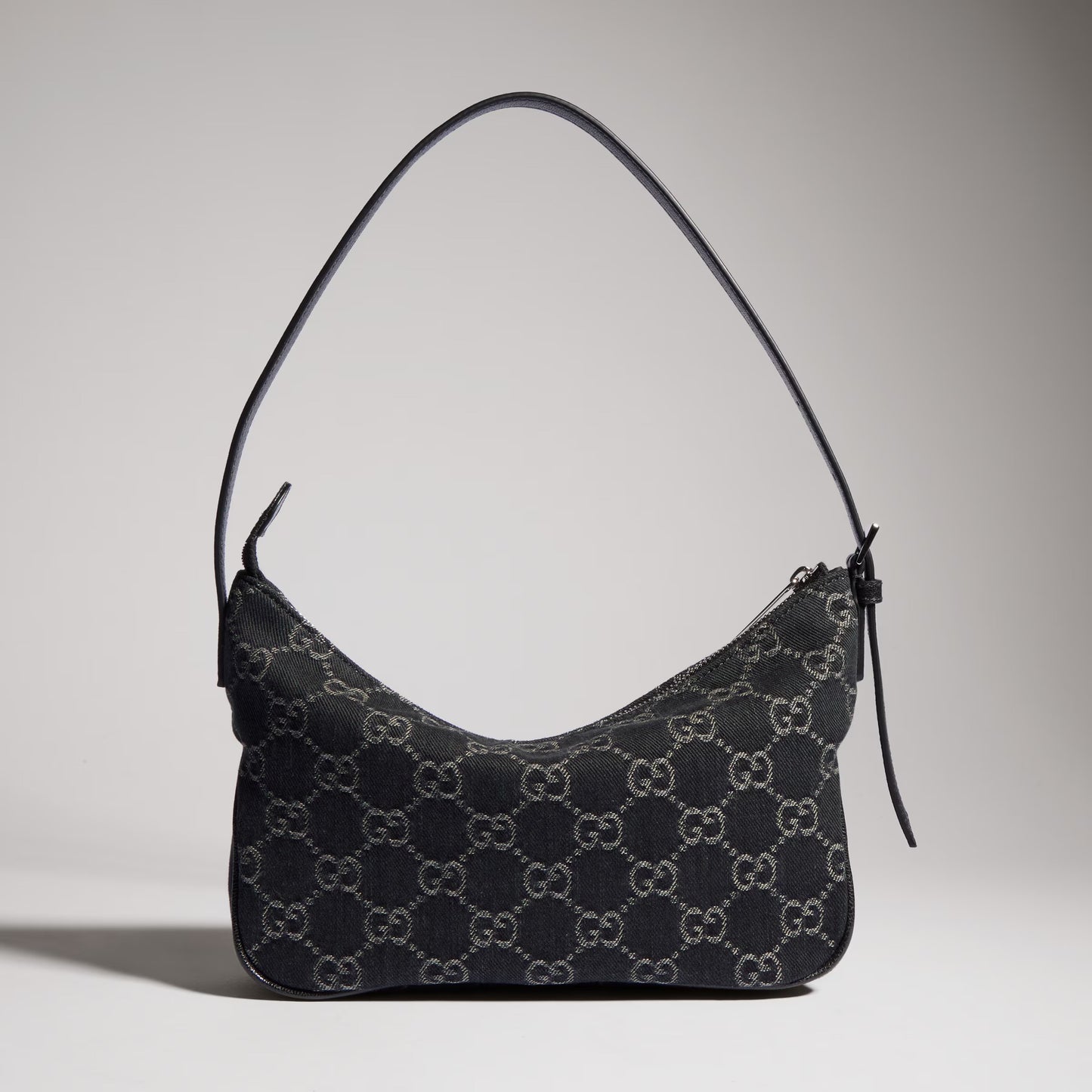 Borsa a spalla Lady Lunetta misura piccola in denim GG nero