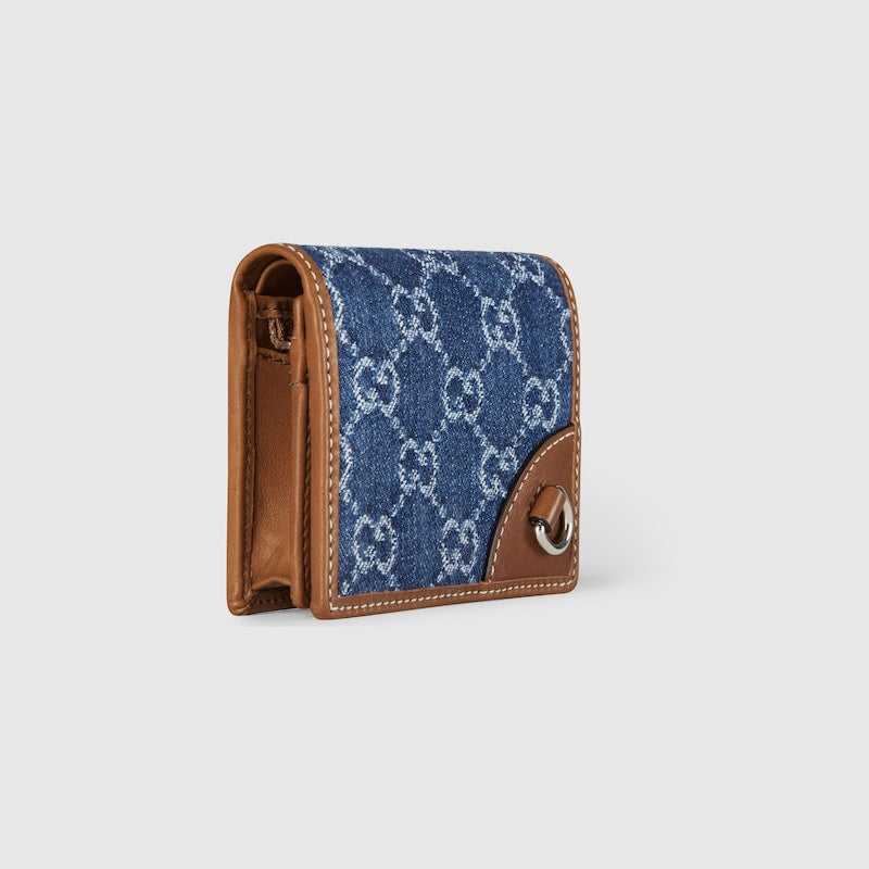 Mini portafoglio GG Emblem Denim Blue