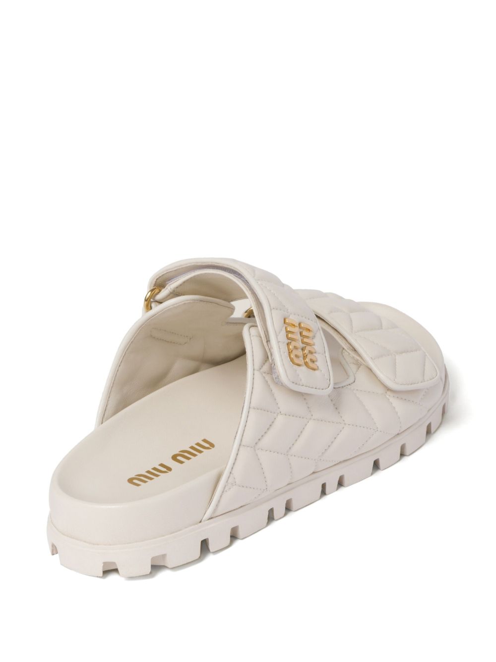 White nappa leather padded slippers